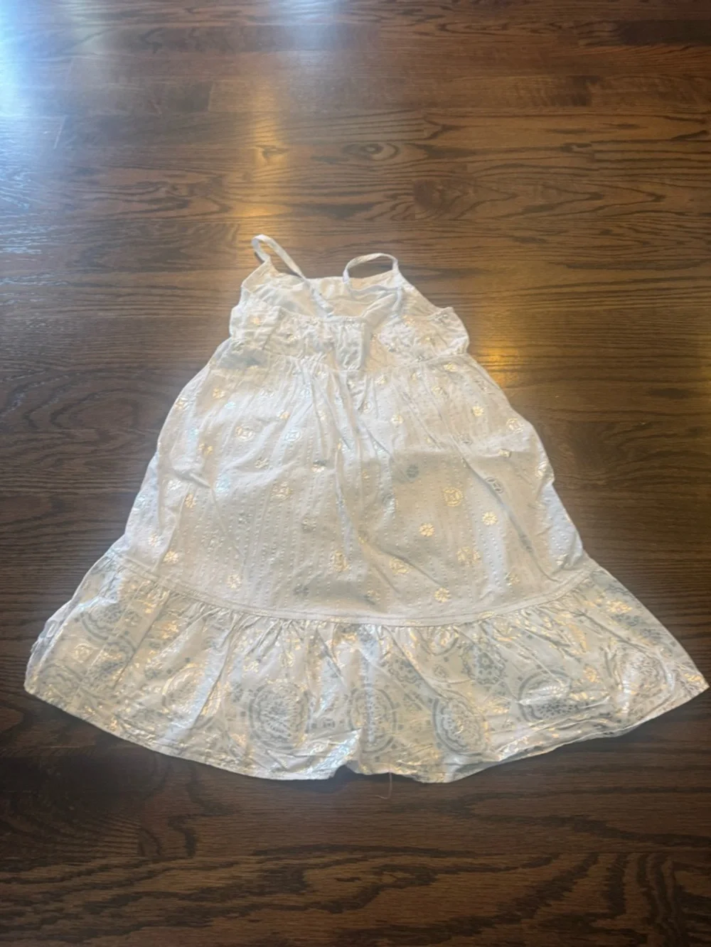 The Children's Place White Eyelet Spaghetti-Strap Dress with Blue Paisley Print - Picture 5 of 5